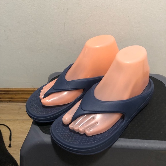 Shoes - Oofos Look a like Women’s Navy Blue Casual Flip Slide Sandals Size 37/6.5US
